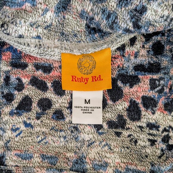 RUBY RD. Women's Long Sleeve Cowl Neck Top  Size M  Blue Multi Print - Picture 6 of 6